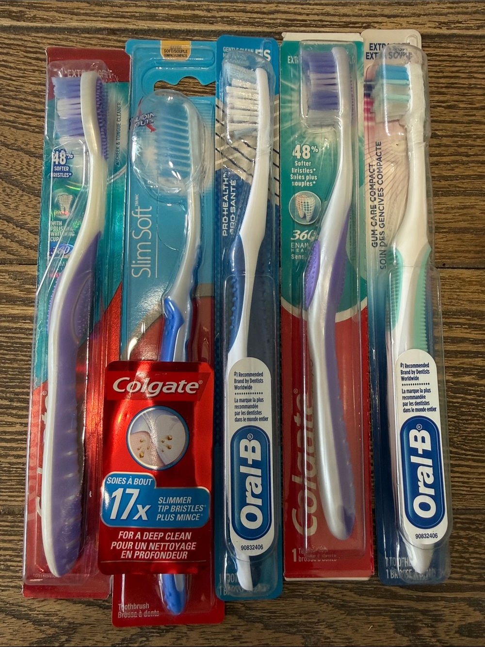 5 Colgate & Oral-B Mixed Toothbrush Pack EXTRA SOFT Bristles Dentist Approved